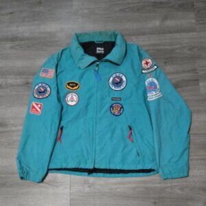 Vintage West Marine US Divers Windbreaker Jacket 2XL Full Zip Patchwork